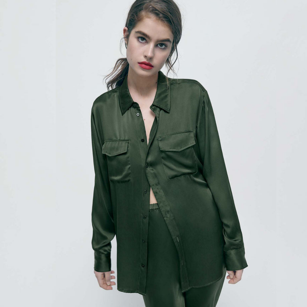 Silk Laundry Cedar Boyfriend Shirt