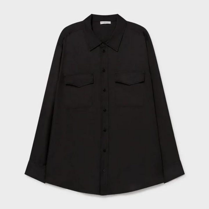 Silk Laundry Black Twill Shirt