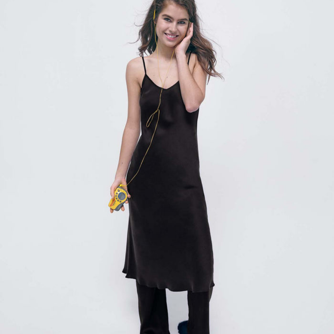 90s Slip Dress Black