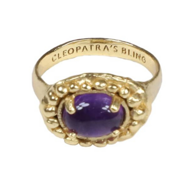 Zenobia Ring with Amethyst 18K Gold Plated - Cleopatra's Bling