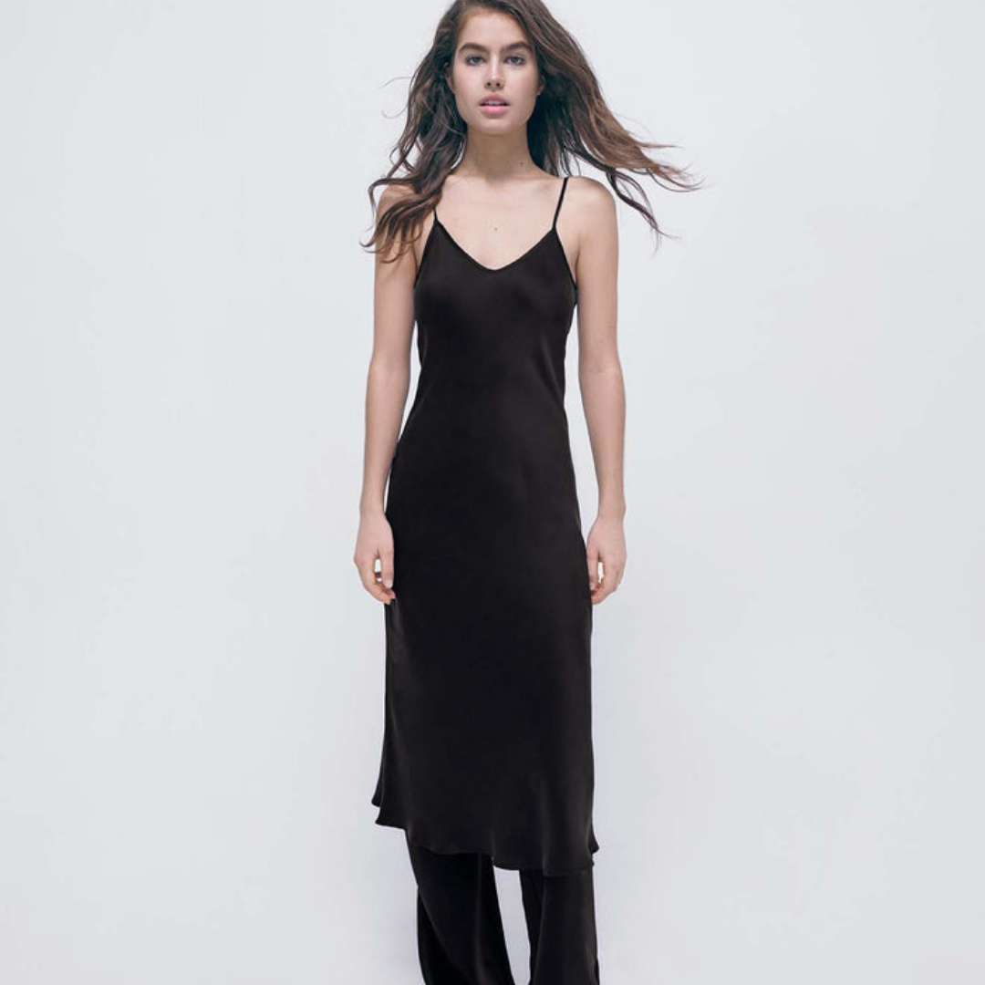 90s Slip Dress Black