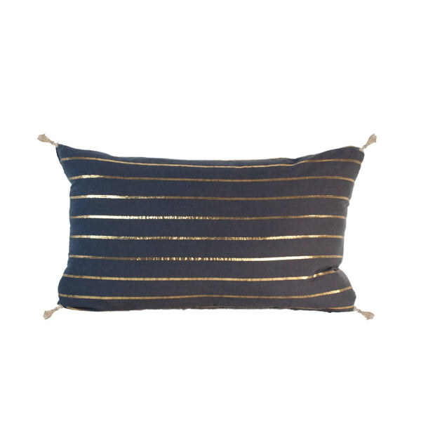 Gold Striped Cushion Carbone