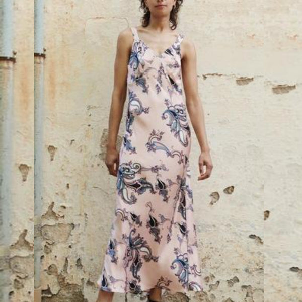 Deco Slip Dress Pink Paisley