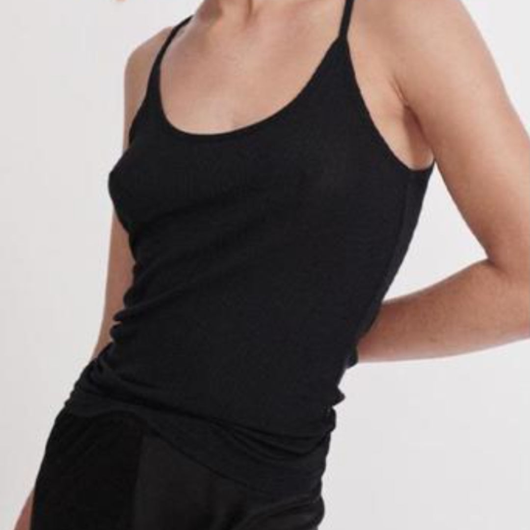 Silk Laundry Black Ribbed Cami