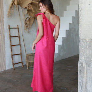 Venice Long Linen Off The Shoulder Dress - Bravo Collection