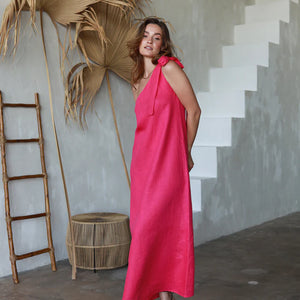 Venice Long Linen Off The Shoulder Dress - Bravo Collection