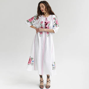 Ksenya Embroidered Dress White - Bravo
