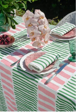 Tablecloth Turkish Stripe Green + Pink - Aquadoor