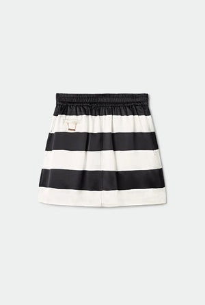 Heavy A-line Mini Skirt Black Stripe - Silk Laundry