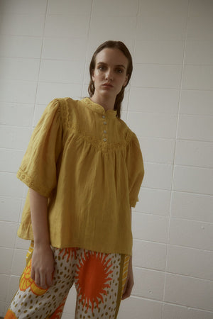 Ramble Linen Blouse Mustard - Kinga Csilla