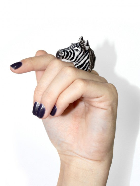 Zebra With Hair Ring